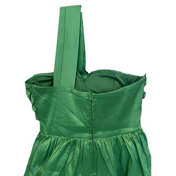 NWT City Studio | Juniors Green Taffeta One Shoulder Fit & Flare Mini Dress 7/8 - Picture 5 of 9